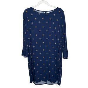 Old Navy Womens Medium Long Bell Sleeve Woven Shift Navy Georgetown Dress